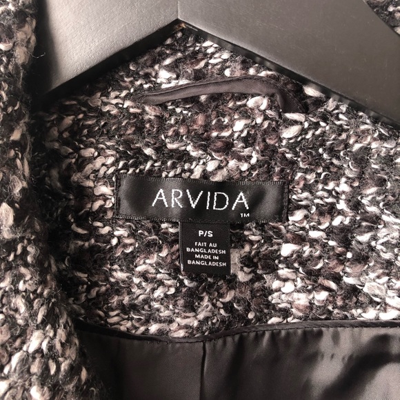 ARVIDA zigzag tweed black white knit peacoat GUC - Picture 3 of 10